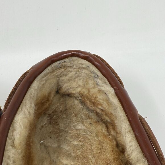 Cabelas Oil Tanned Leather Slippers Mens 9 M Sherpa Lined Moccasin Loafers - Picture 9 of 16